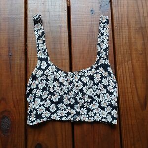 Brandy Melville John Galt button front daisy flower floral bralette crop top